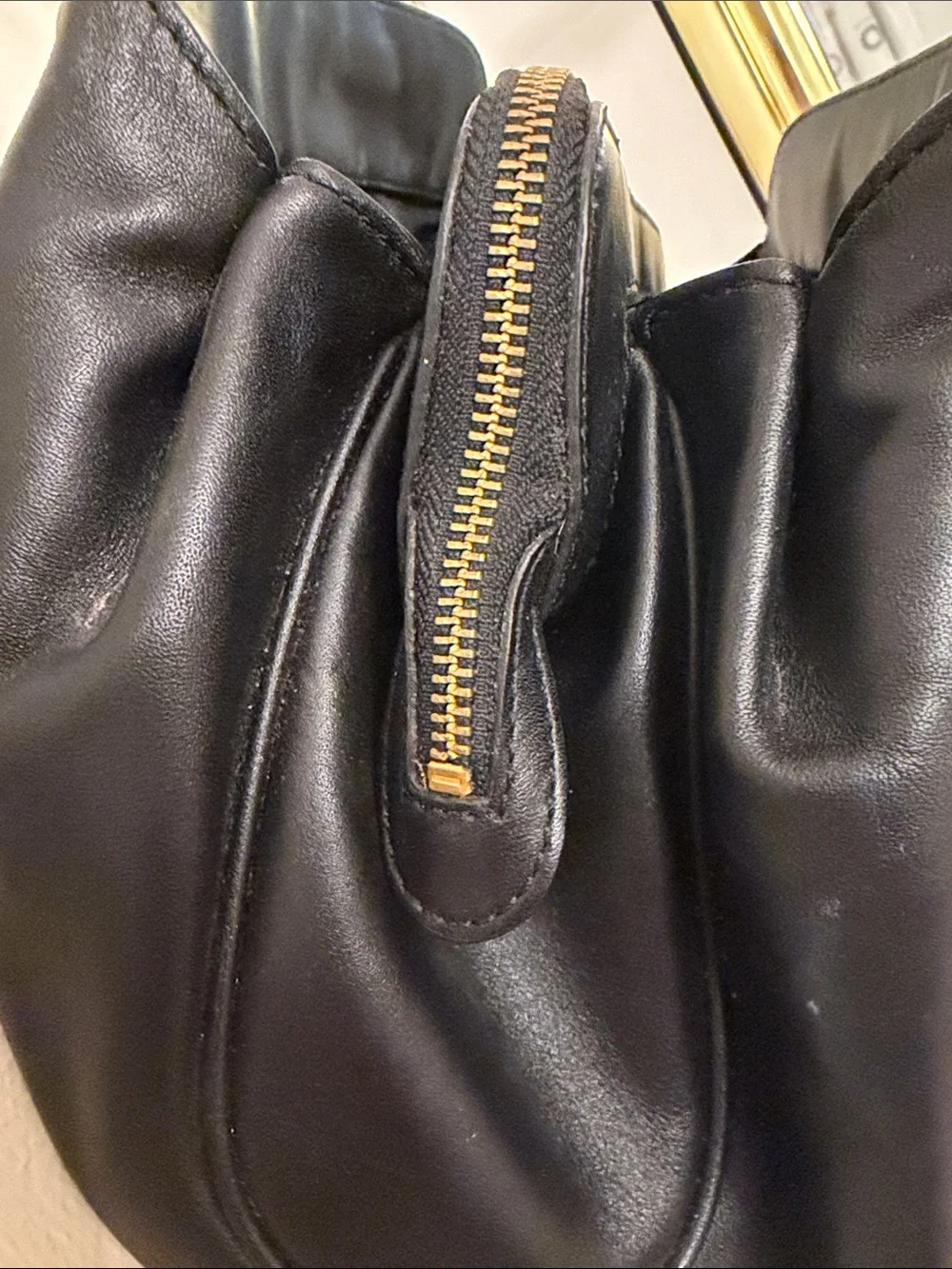 Vintage Ann Taylor Black Quilted Patent Shoulder Bag with Gold Chain Straps